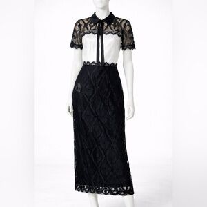 Black & White Lace Midi Dress US M